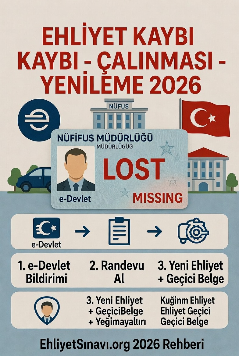 Ehliyet Kaybı, Çalınması veya Yıpranması Durumunda Ne Yapmalı? (2026 e-Devlet Rehberi)