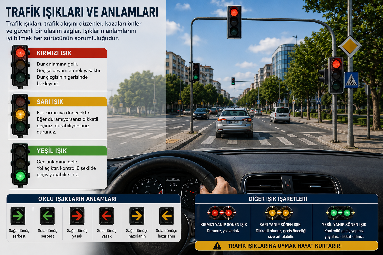 Trafik Işıkları ve Anlamları: Kırmızı, Sarı, Yeşil