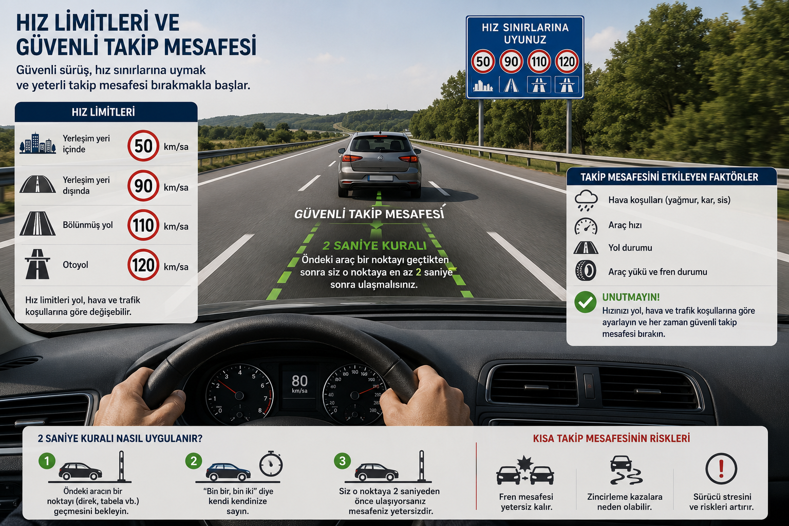 2026 Hız Limitleri ve Güvenli Takip Mesafesi