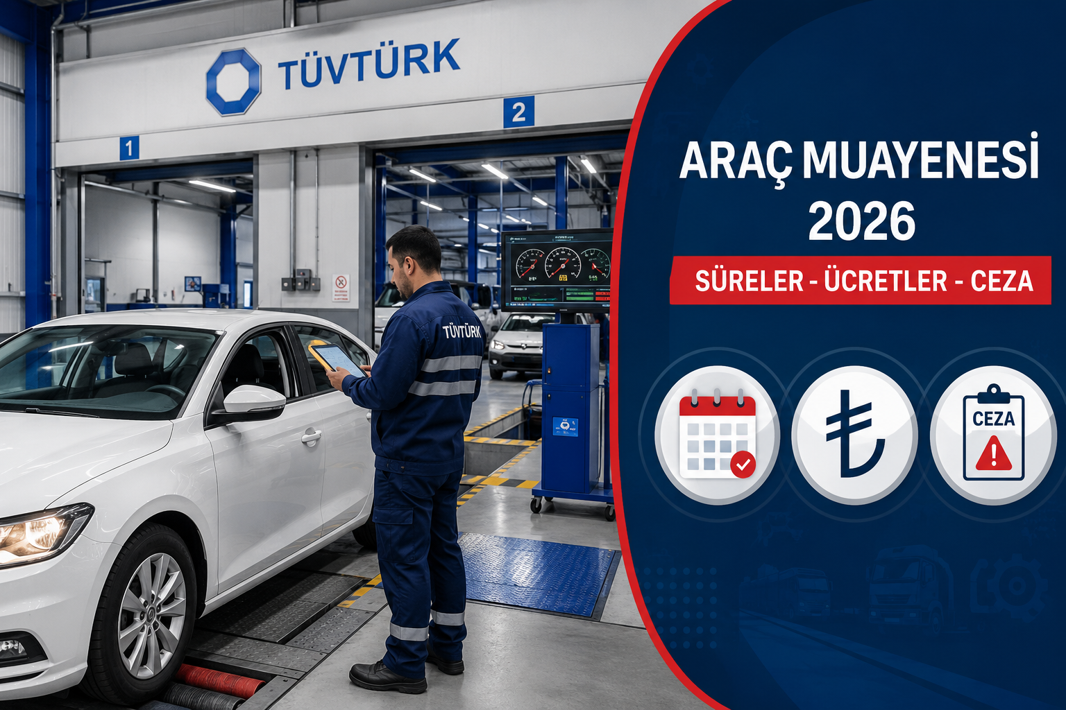 Araç Muayenesi (TÜVTÜRK) 2026: Süreler, Ücretler ve Muayenesiz Araç Cezası